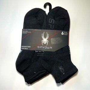 Spyder men’s quarter socks 6 pairs size 6-12 black gray